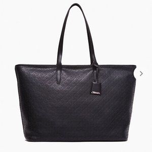 Calvin Klein Monogram Pebble Mid Tote Bag Black W